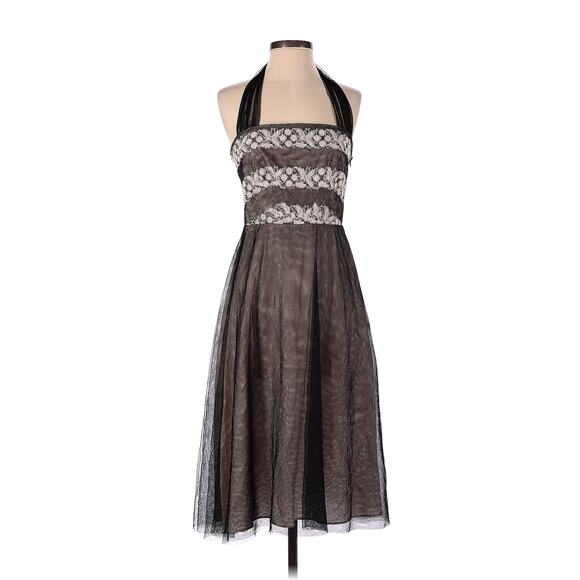 Laundry by Shelli Segal Designer Black Gray Cottagecore Whimsygoth Dress Sz 4 - Picture 1 of 2